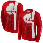 wisconsin badgers football heartbeat red hoodie best selling