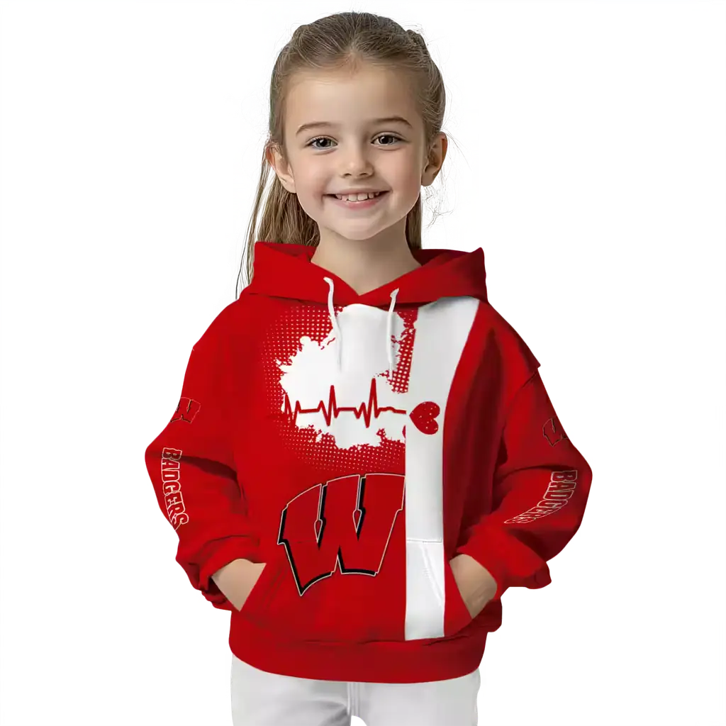 wisconsin badgers football heartbeat red hoodie top rated wisconsin badgers football heartbeat red hoodie top rated
