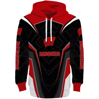 wisconsin badgers futuristic pattern red black hoodie best selling