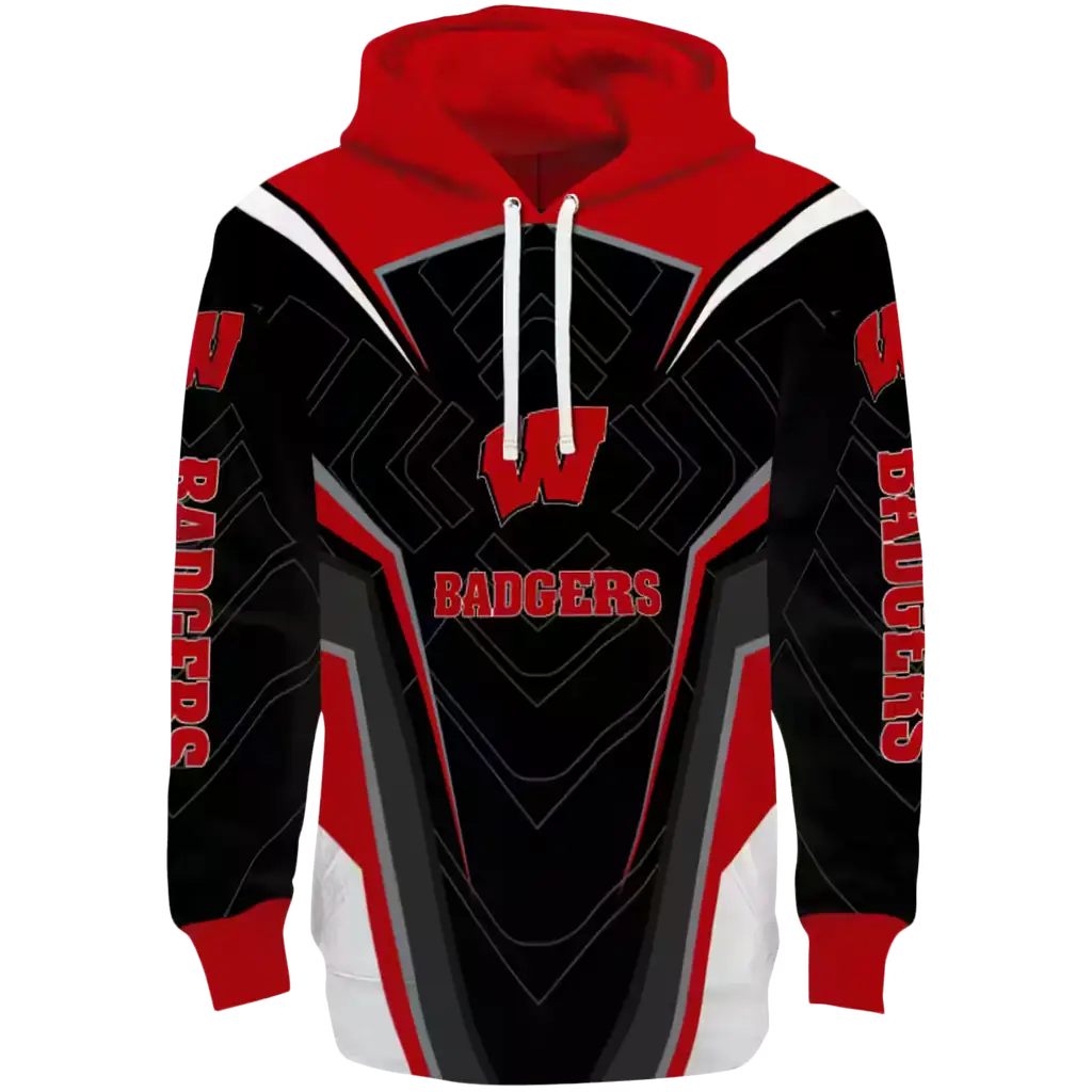 wisconsin badgers futuristic pattern red black hoodie best selling wisconsin badgers futuristic pattern red black hoodie best selling