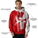 wisconsin badgers graphic punisher red white hoodie best selling