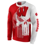 wisconsin badgers graphic punisher red white hoodie best selling