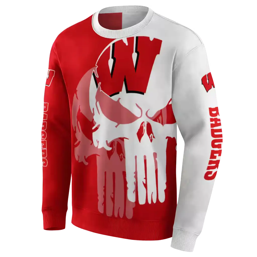 wisconsin badgers graphic punisher red white hoodie new arrival wisconsin badgers graphic punisher red white hoodie new arrival