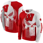 wisconsin badgers graphic punisher red white hoodie best selling