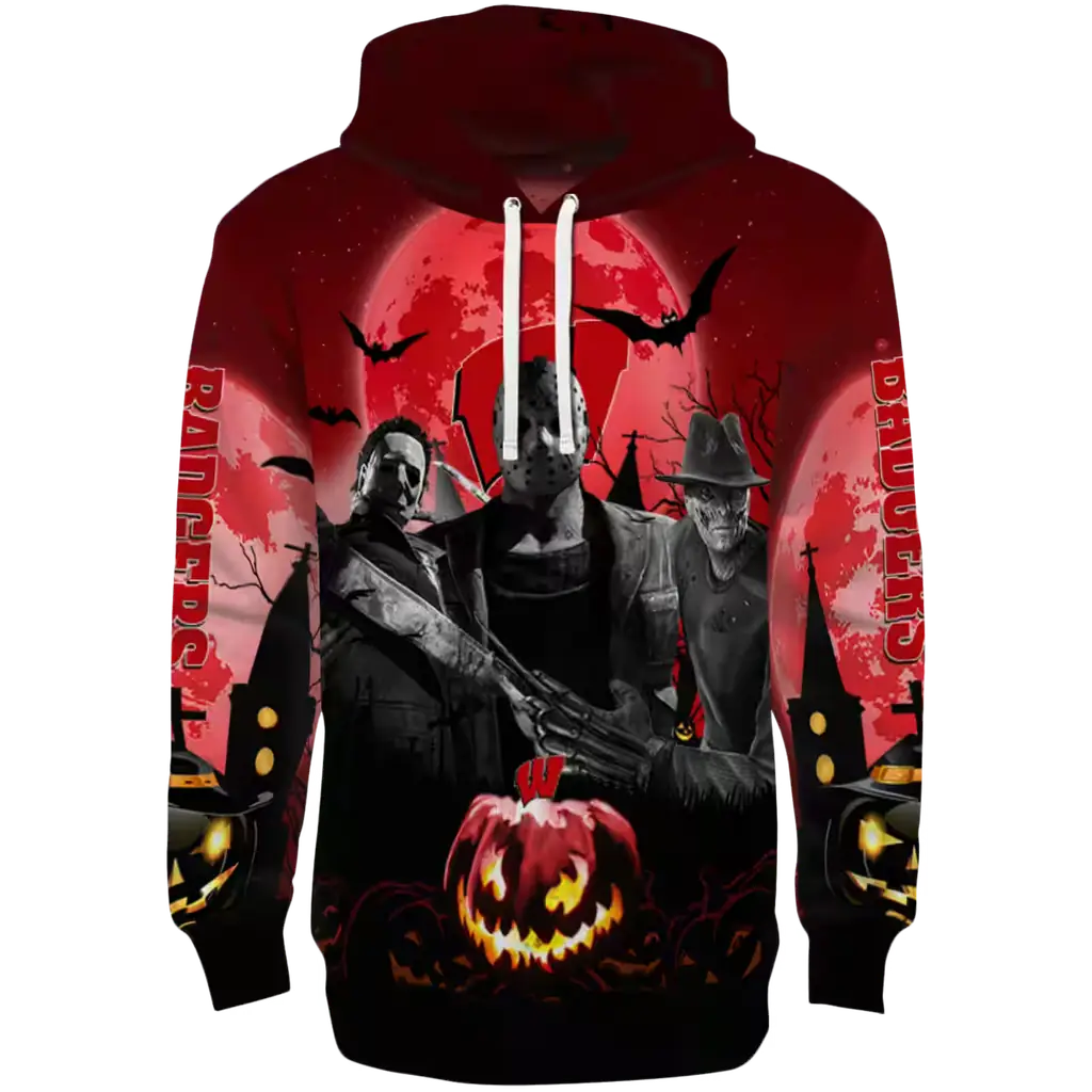 wisconsin badgers halloween vibes red black hoodie best selling wisconsin badgers halloween vibes red black hoodie best selling