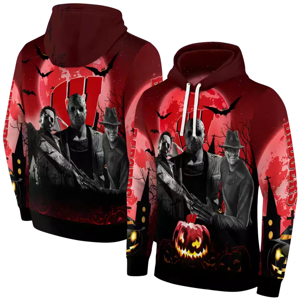 wisconsin badgers halloween vibes red black hoodie fashion forward wisconsin badgers halloween vibes red black hoodie fashion forward