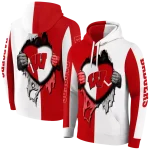wisconsin badgers heartbeat graphic red hoodie best selling
