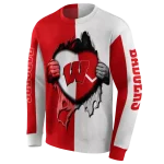 wisconsin badgers heartbeat graphic red hoodie best selling