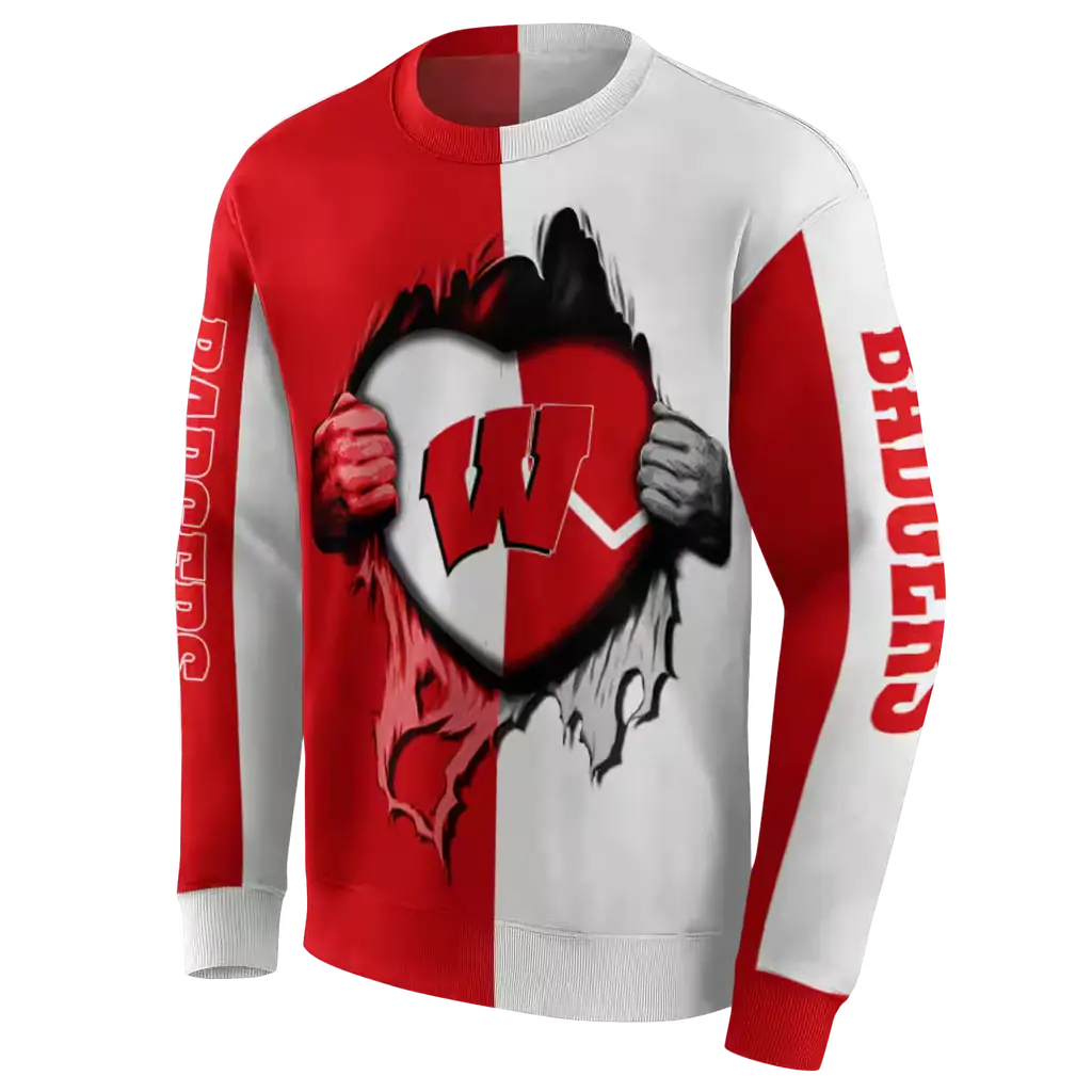 wisconsin badgers heartbeat graphic red hoodie new arrival wisconsin badgers heartbeat graphic red hoodie new arrival