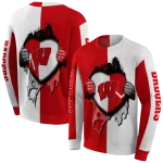 wisconsin badgers heartbeat graphic red hoodie best selling