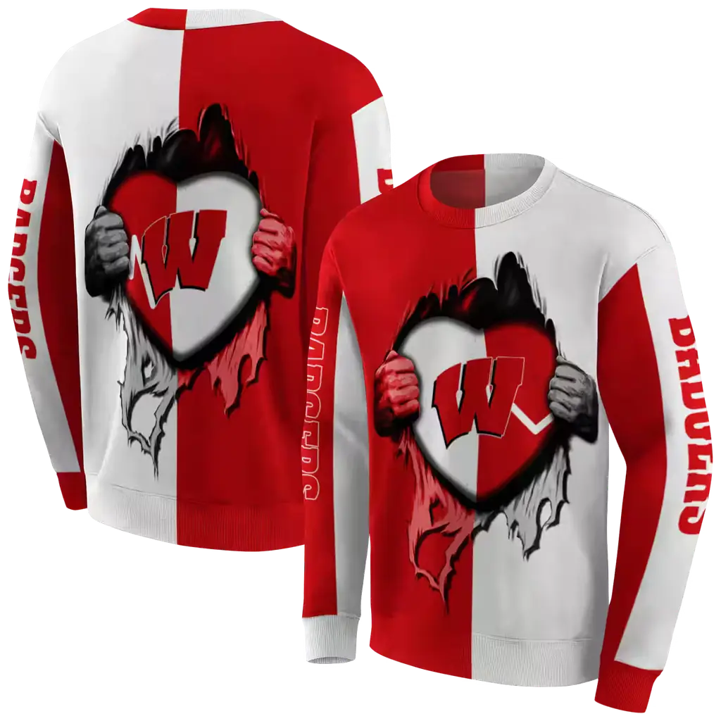 wisconsin badgers heartbeat graphic red hoodie premium grade wisconsin badgers heartbeat graphic red hoodie premium grade
