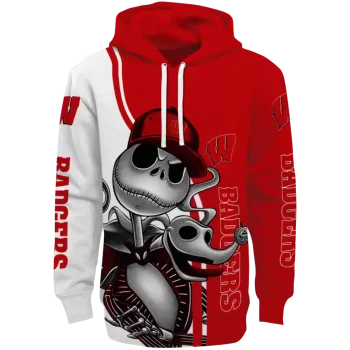 wisconsin badgers jack skellington red hoodie best selling