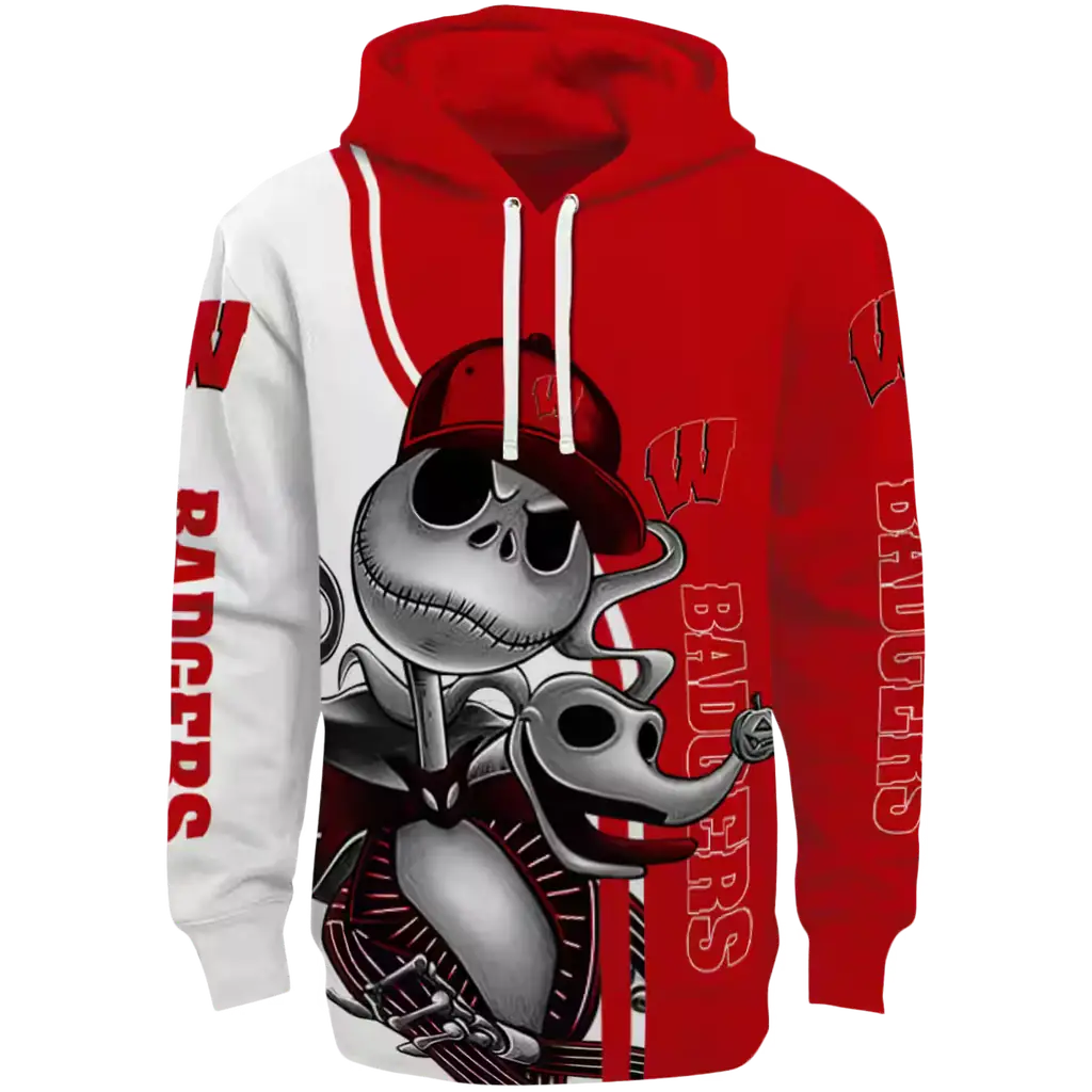 wisconsin badgers jack skellington red hoodie best selling wisconsin badgers jack skellington red hoodie best selling