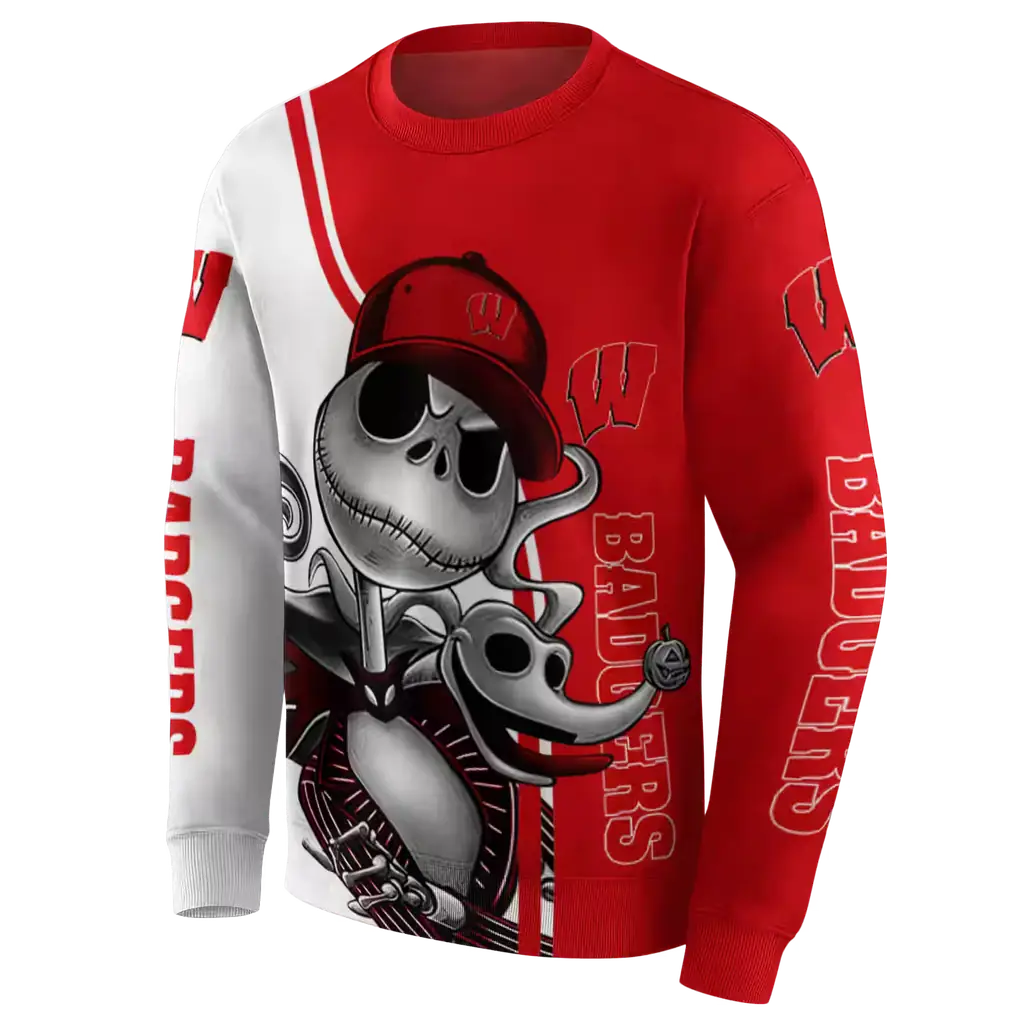 wisconsin badgers jack skellington red hoodie new arrival wisconsin badgers jack skellington red hoodie new arrival