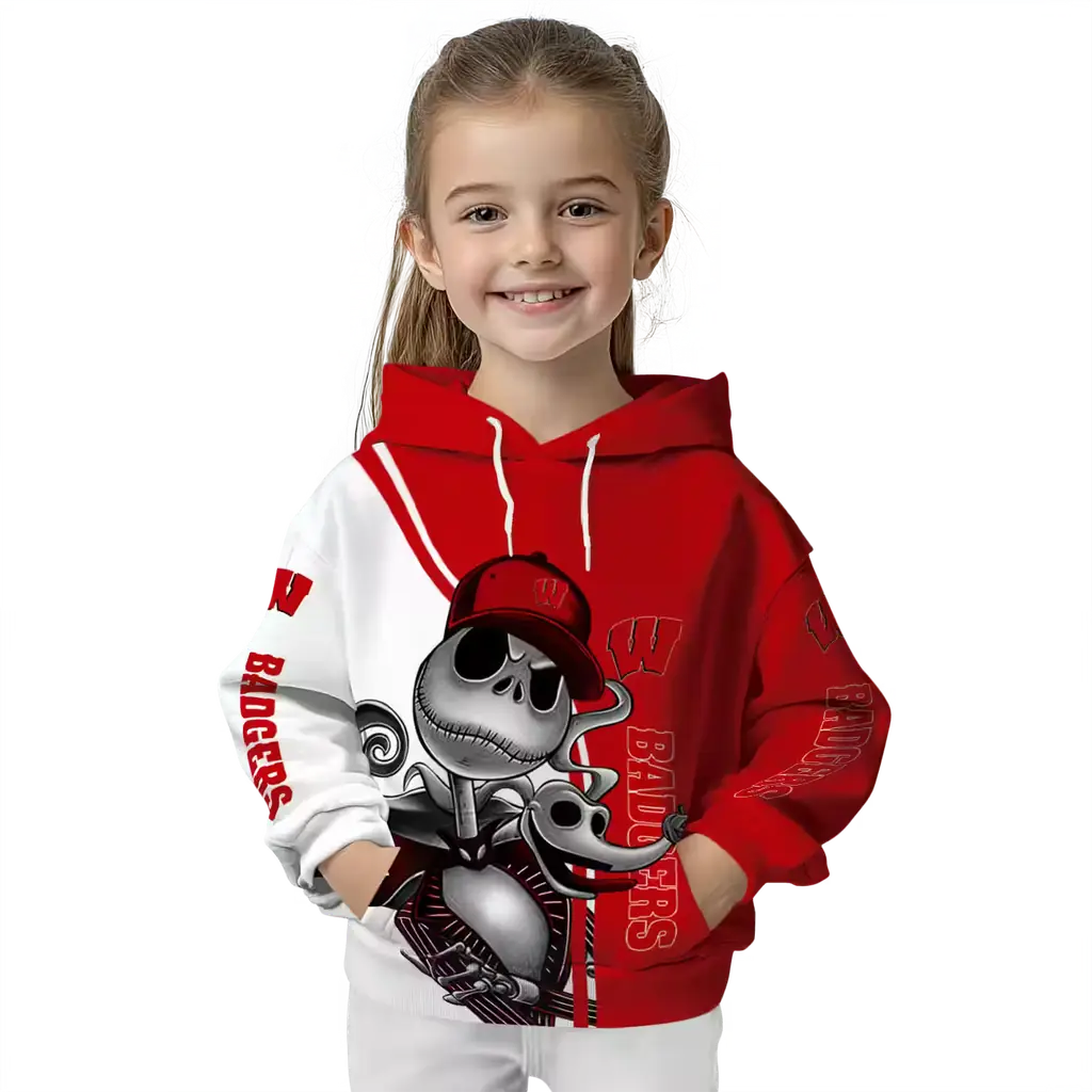 wisconsin badgers jack skellington red hoodie top rated wisconsin badgers jack skellington red hoodie top rated