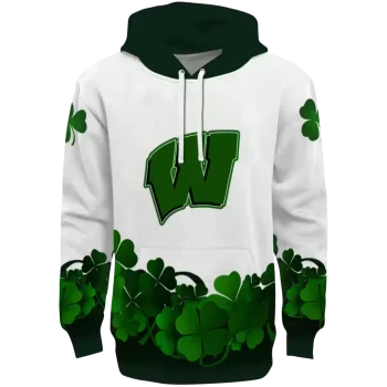 wisconsin badgers lucky motif white green hoodie best selling