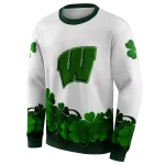 wisconsin badgers lucky motif white green hoodie best selling
