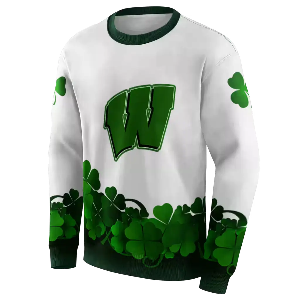 wisconsin badgers lucky motif white green hoodie new arrival wisconsin badgers lucky motif white green hoodie new arrival