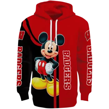 wisconsin badgers mickey mouse red black hoodie best selling