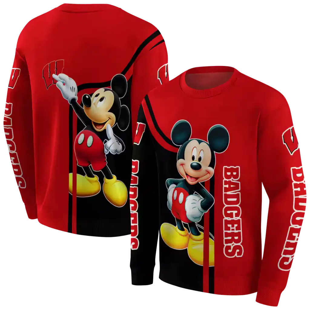 wisconsin badgers mickey mouse red black hoodie premium grade wisconsin badgers mickey mouse red black hoodie premium grade