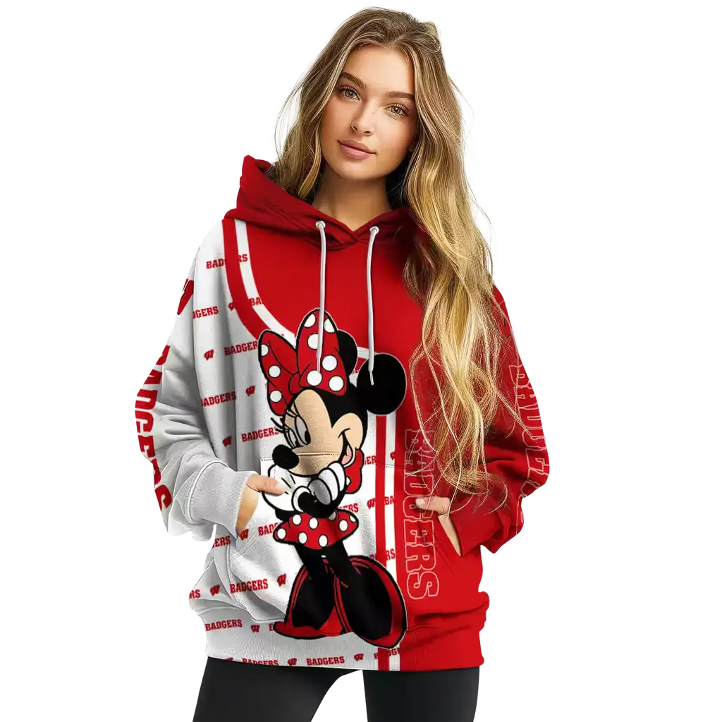 wisconsin badgers minnie mouse red hoodie high quality wisconsin badgers minnie mouse red hoodie high quality