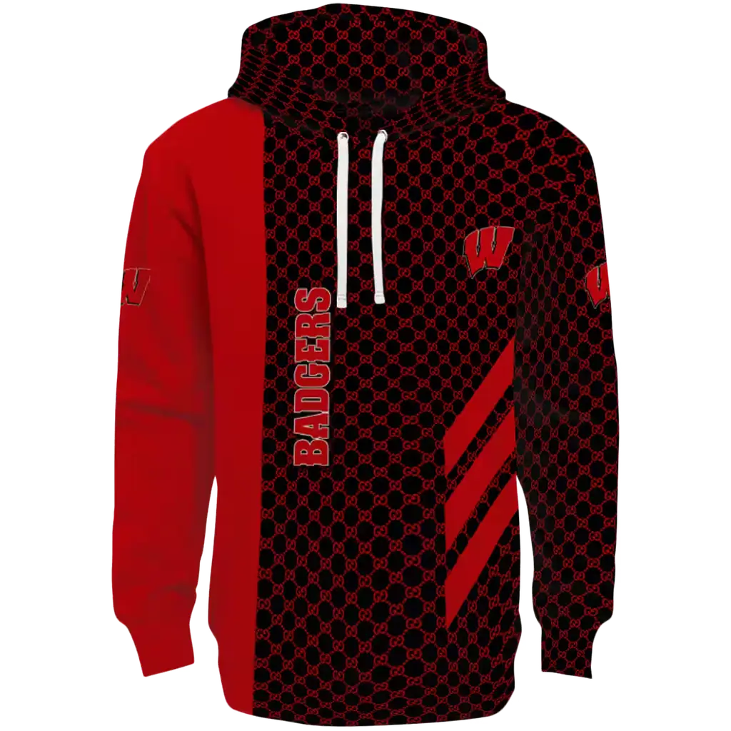 wisconsin badgers monogram pattern red hoodie best selling wisconsin badgers monogram pattern red hoodie best selling