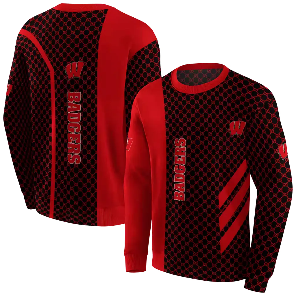 wisconsin badgers monogram pattern red hoodie premium grade wisconsin badgers monogram pattern red hoodie premium grade