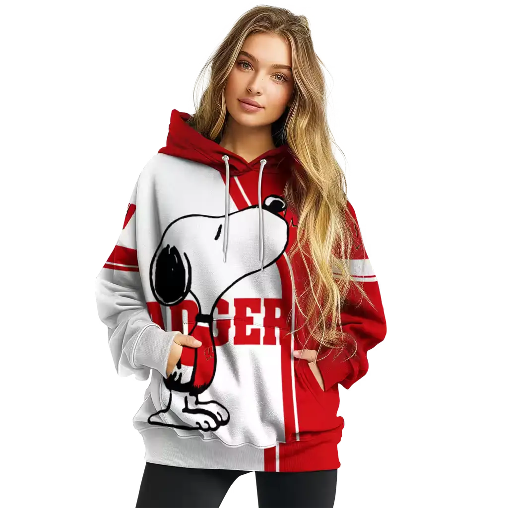 wisconsin badgers playful snoopy red hoodie high quality wisconsin badgers playful snoopy red hoodie high quality