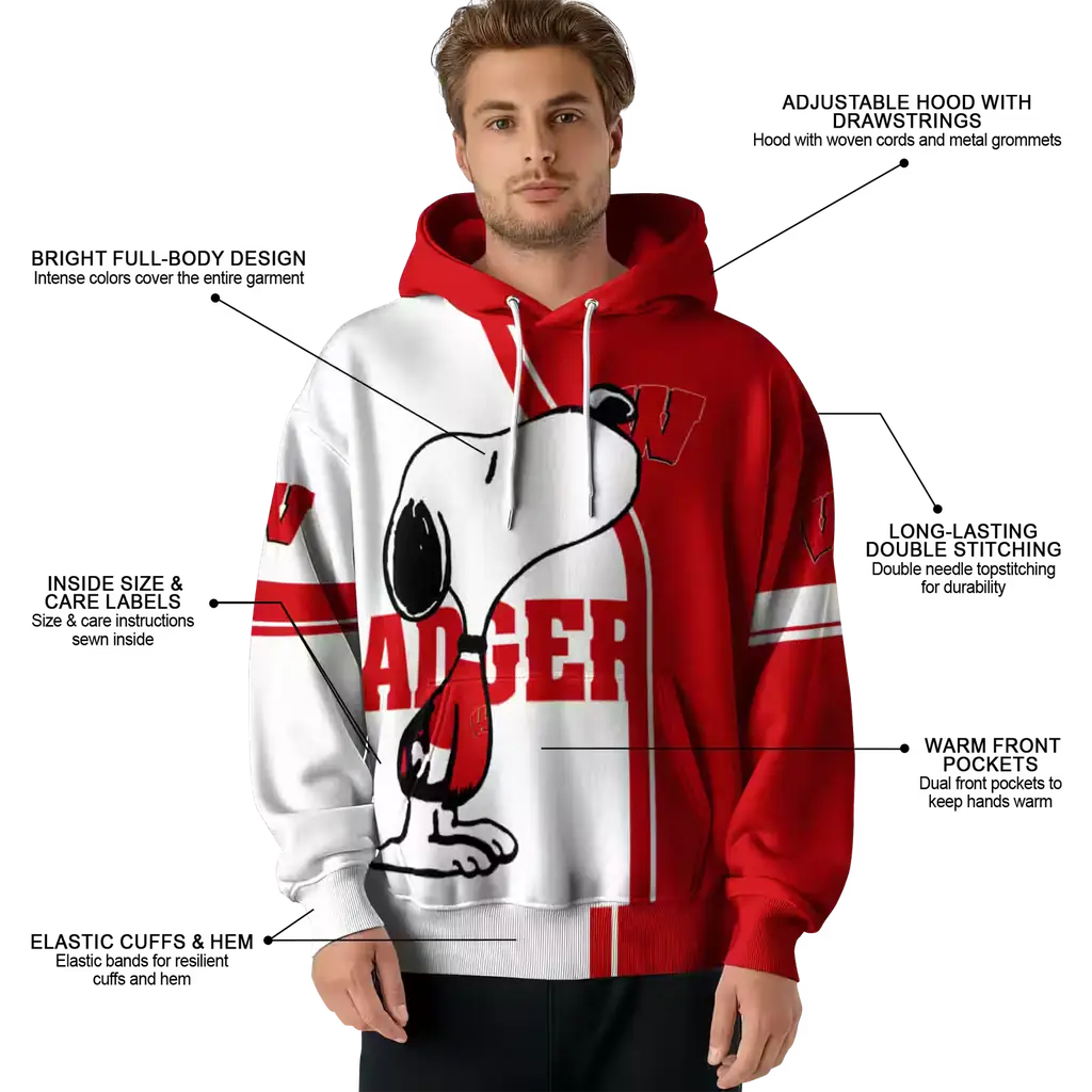 wisconsin badgers playful snoopy red hoodie latest model wisconsin badgers playful snoopy red hoodie latest model
