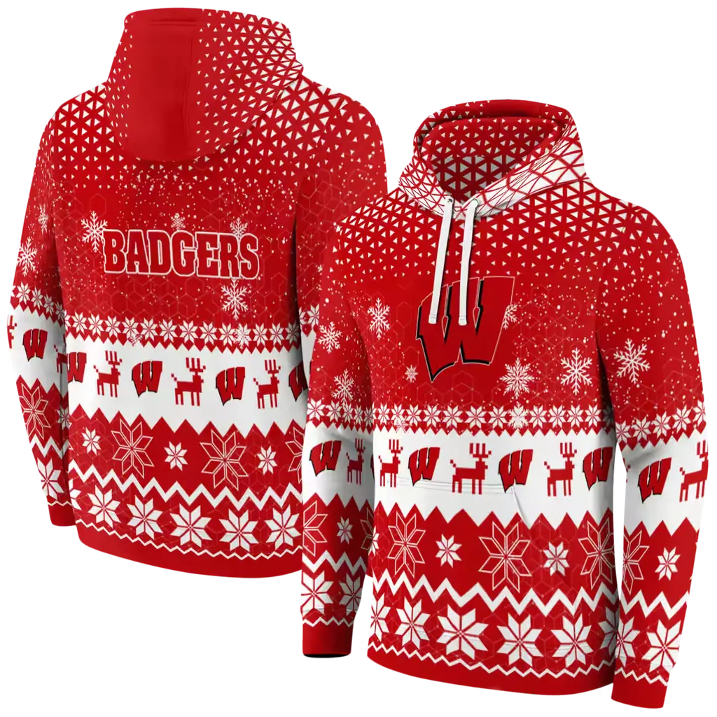 wisconsin badgers reindeer motif red hoodie fashion forward wisconsin badgers reindeer motif red hoodie fashion forward