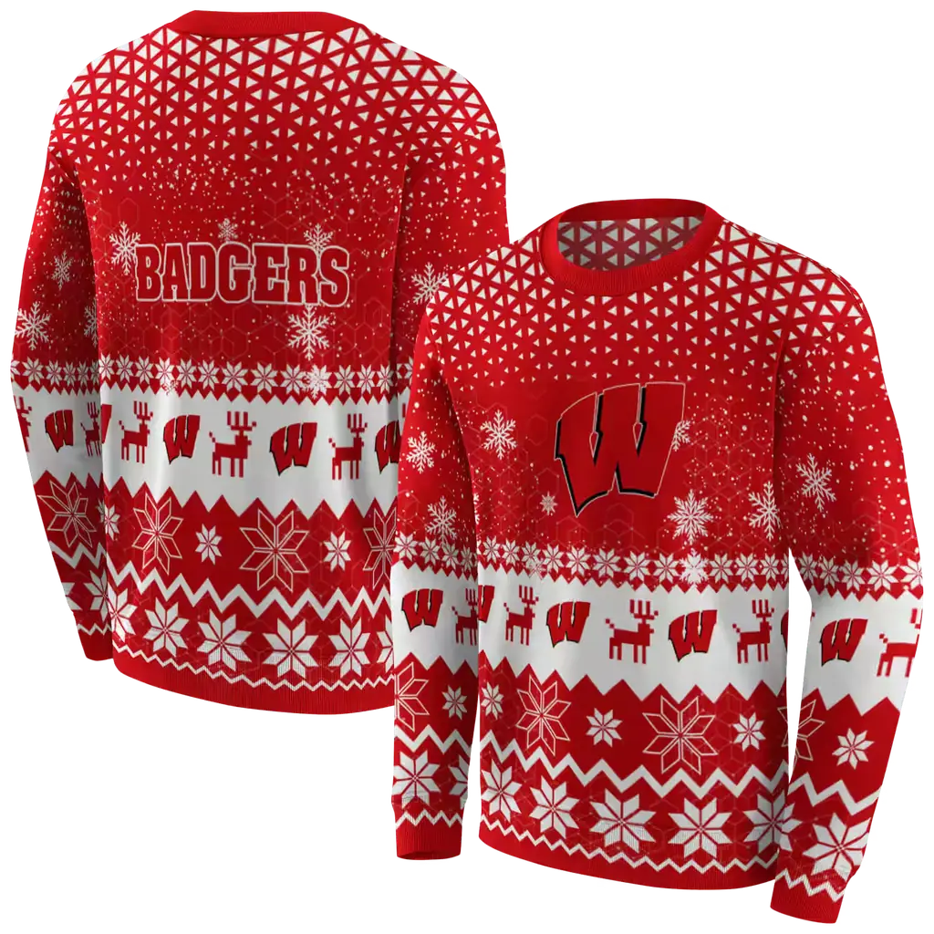 wisconsin badgers reindeer motif red hoodie premium grade wisconsin badgers reindeer motif red hoodie premium grade