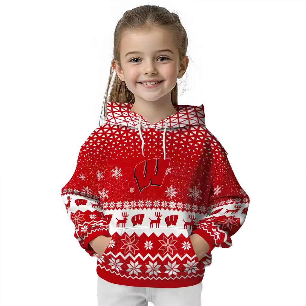 wisconsin badgers reindeer motif red hoodie top rated wisconsin badgers reindeer motif red hoodie top rated