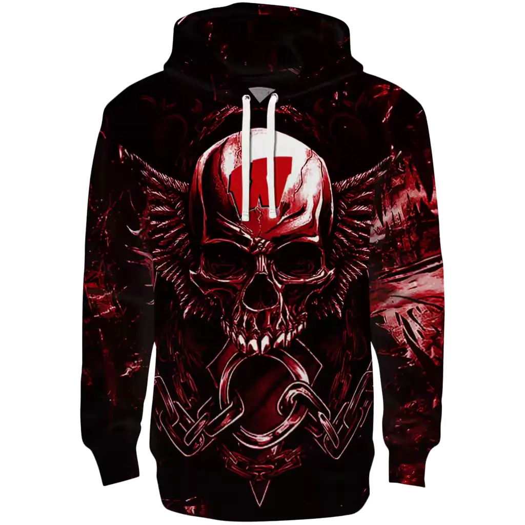 wisconsin badgers skull artwork red black hoodie best selling wisconsin badgers skull artwork red black hoodie best selling