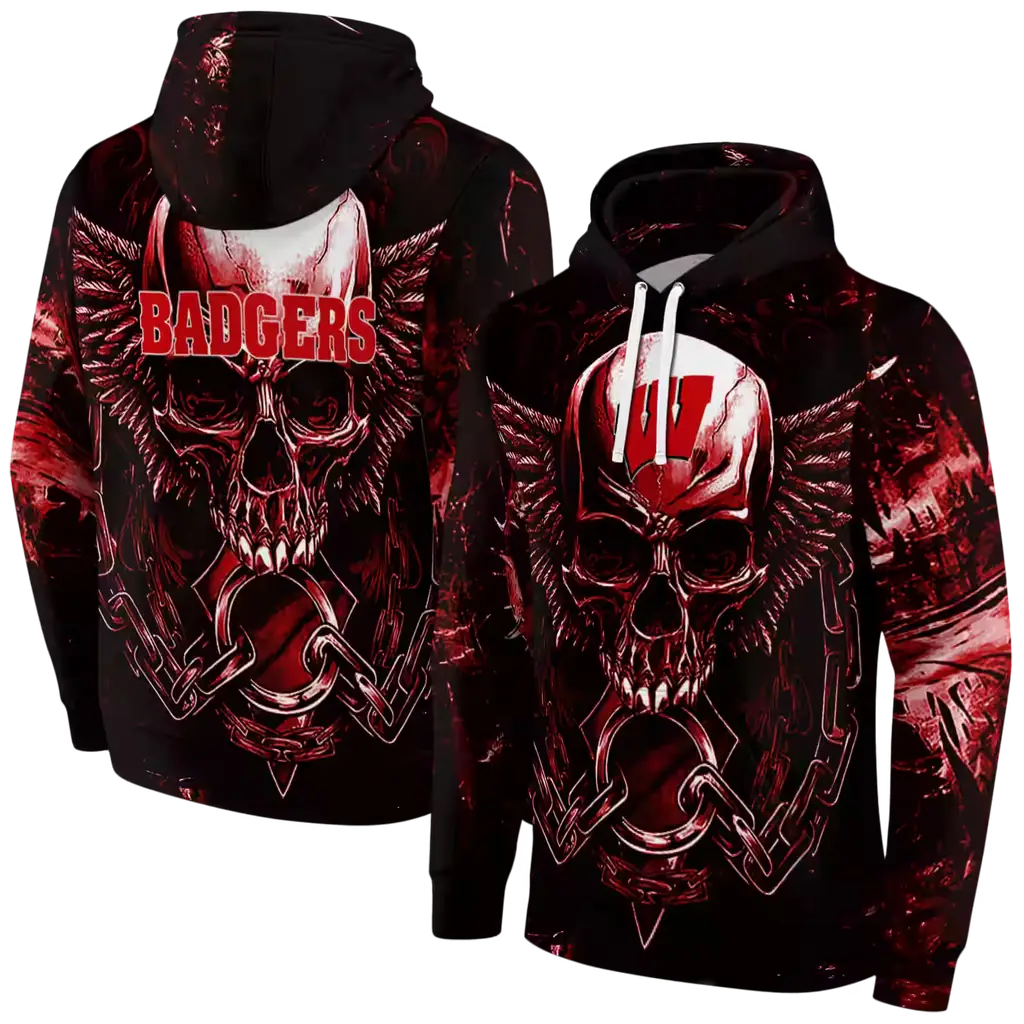 wisconsin badgers skull artwork red black hoodie fashion forward wisconsin badgers skull artwork red black hoodie fashion forward