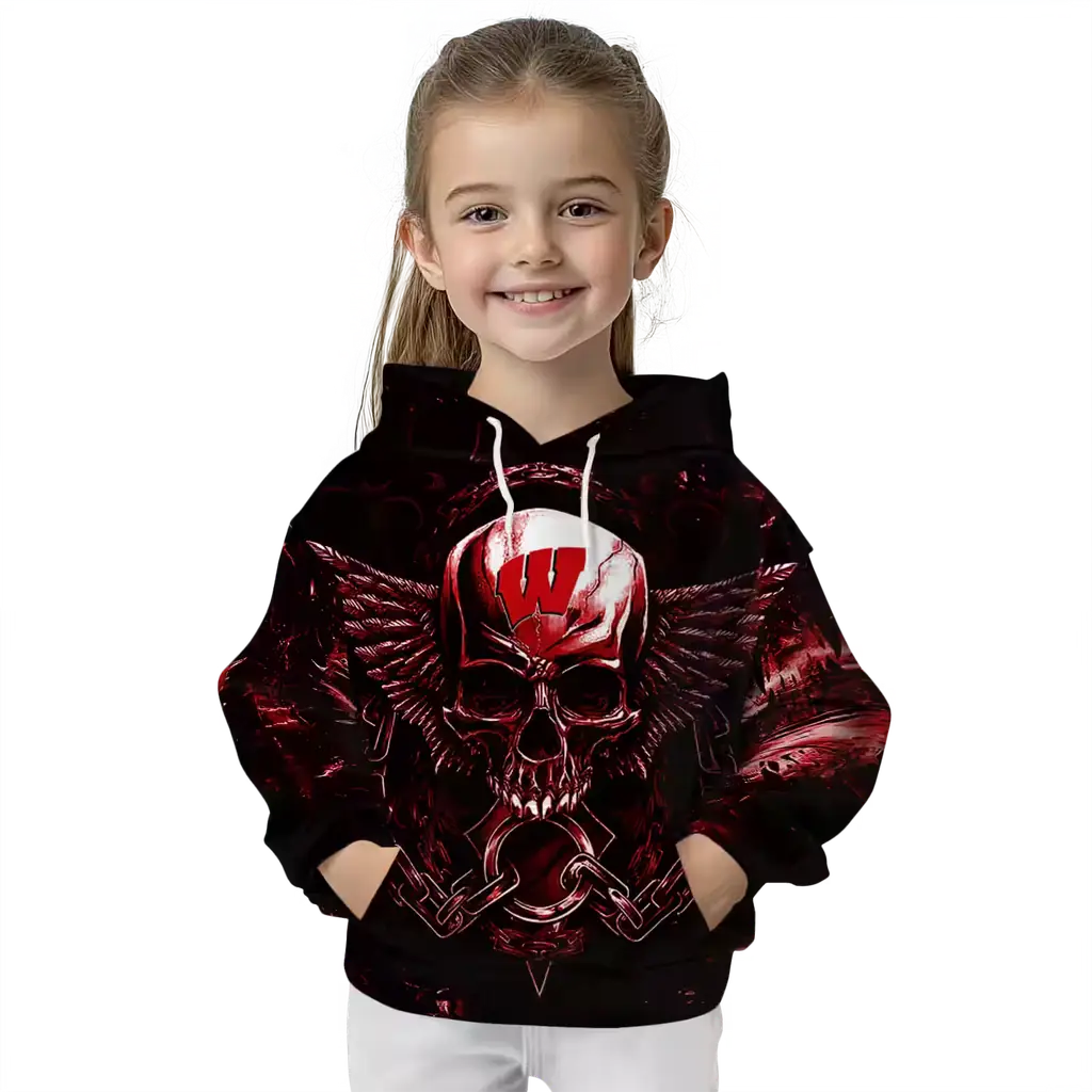wisconsin badgers skull artwork red black hoodie top rated wisconsin badgers skull artwork red black hoodie top rated