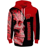 wisconsin badgers skull motif red black hoodie best selling