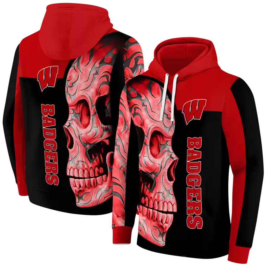 wisconsin badgers skull motif red black hoodie fashion forward wisconsin badgers skull motif red black hoodie fashion forward