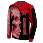 wisconsin badgers skull motif red black hoodie best selling