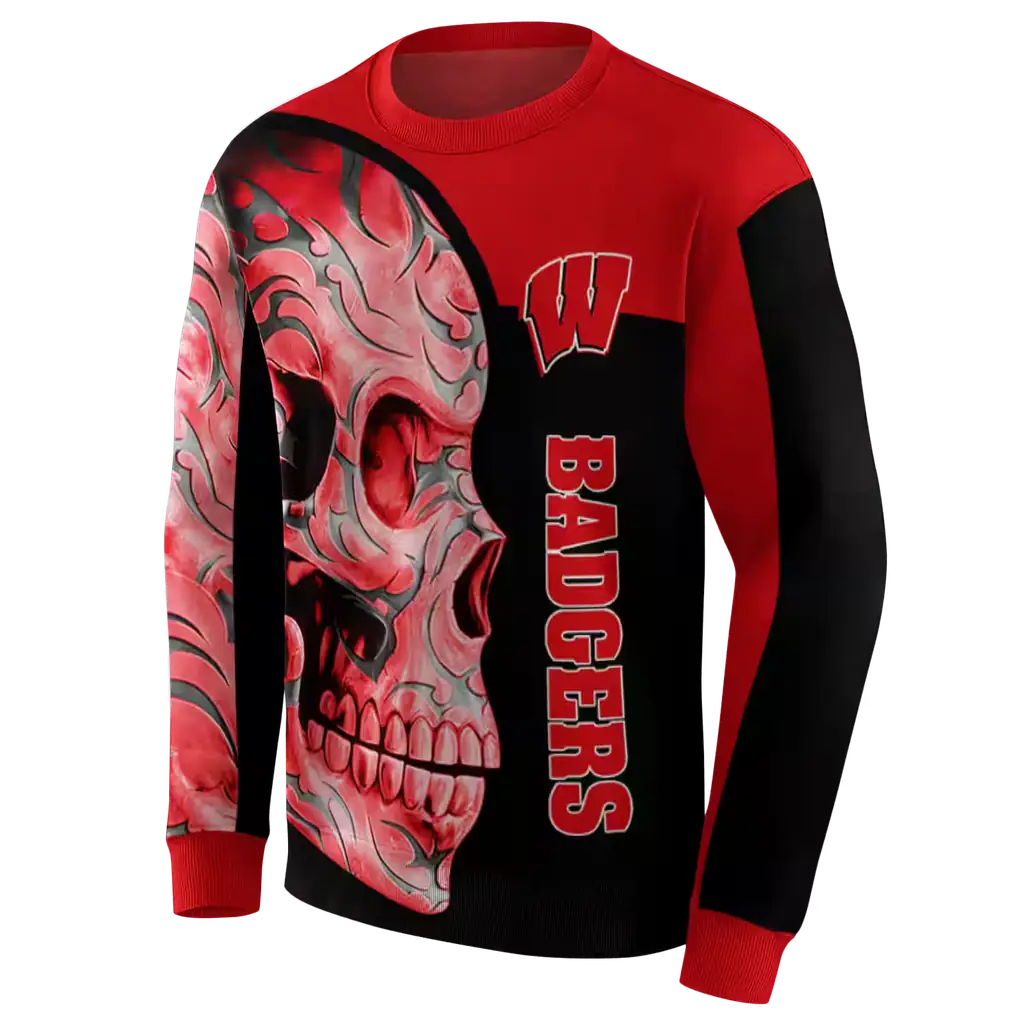 wisconsin badgers skull motif red black hoodie new arrival wisconsin badgers skull motif red black hoodie new arrival