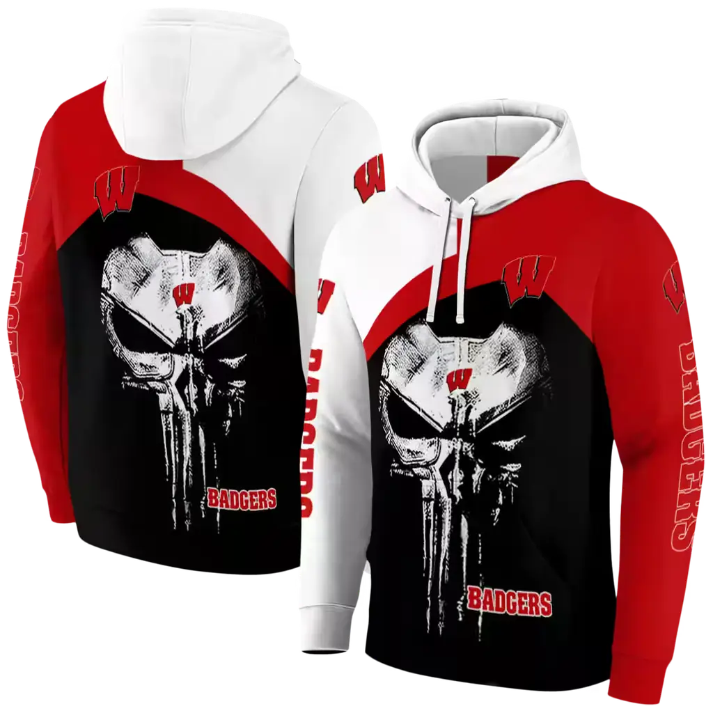 wisconsin badgers skull punisher white black hoodie fashion forward wisconsin badgers skull punisher white black hoodie fashion forward