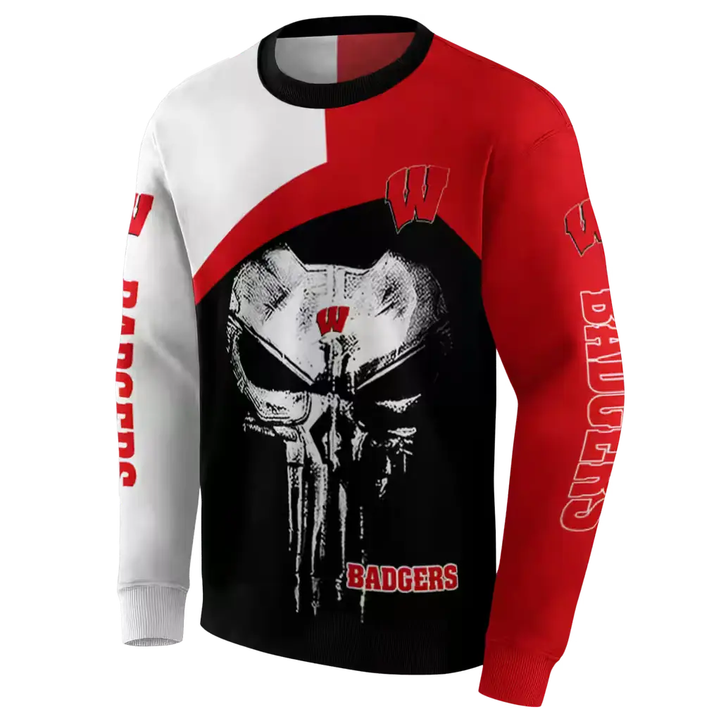 wisconsin badgers skull punisher white black hoodie new arrival wisconsin badgers skull punisher white black hoodie new arrival