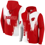 wisconsin badgers splatter effect red hoodie best selling