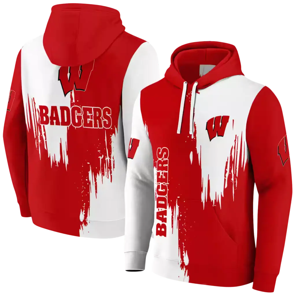 wisconsin badgers splatter effect red hoodie fashion forward wisconsin badgers splatter effect red hoodie fashion forward