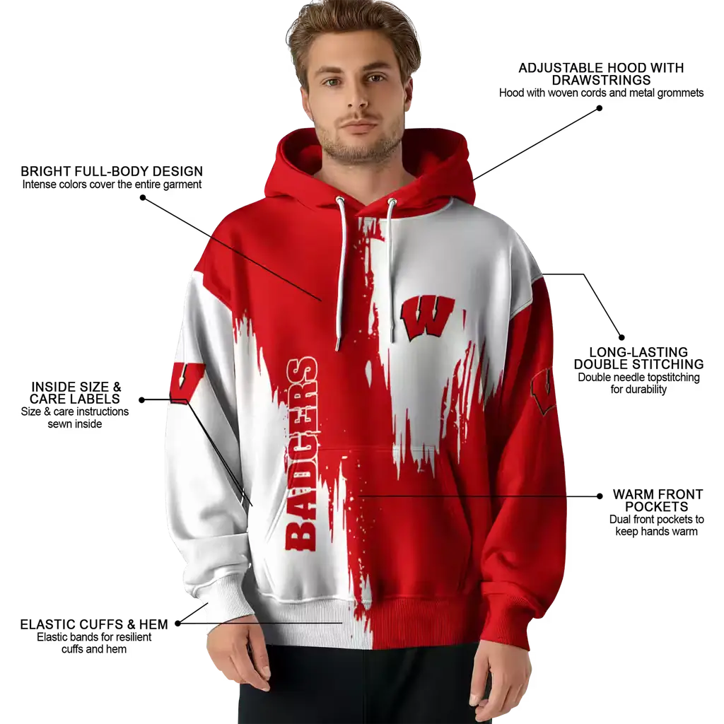wisconsin badgers splatter effect red hoodie latest model wisconsin badgers splatter effect red hoodie latest model