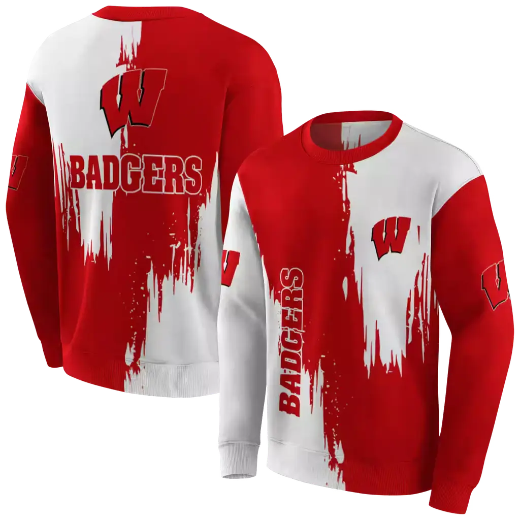 wisconsin badgers splatter effect red hoodie premium grade wisconsin badgers splatter effect red hoodie premium grade