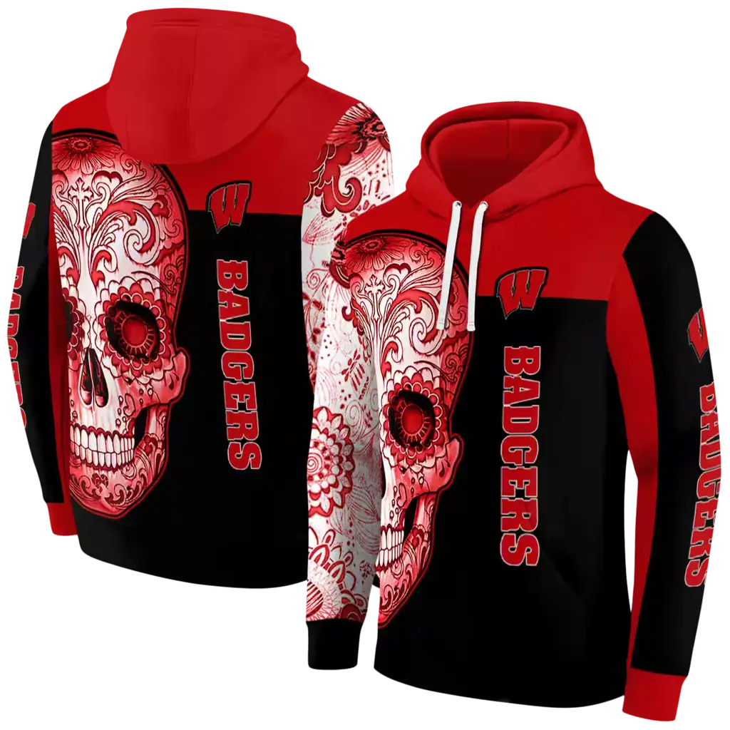 wisconsin badgers sugar skull red black hoodie fashion forward wisconsin badgers sugar skull red black hoodie fashion forward
