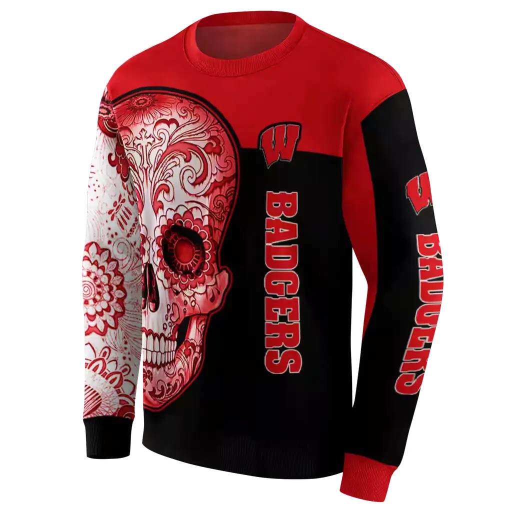 wisconsin badgers sugar skull red black hoodie new arrival wisconsin badgers sugar skull red black hoodie new arrival