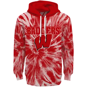 wisconsin badgers tie dye pattern red hoodie best selling