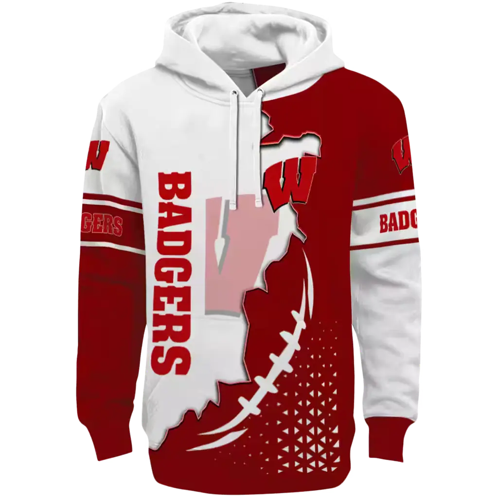 wisconsin badgers triangular pattern red white hoodie best selling wisconsin badgers triangular pattern red white hoodie best selling