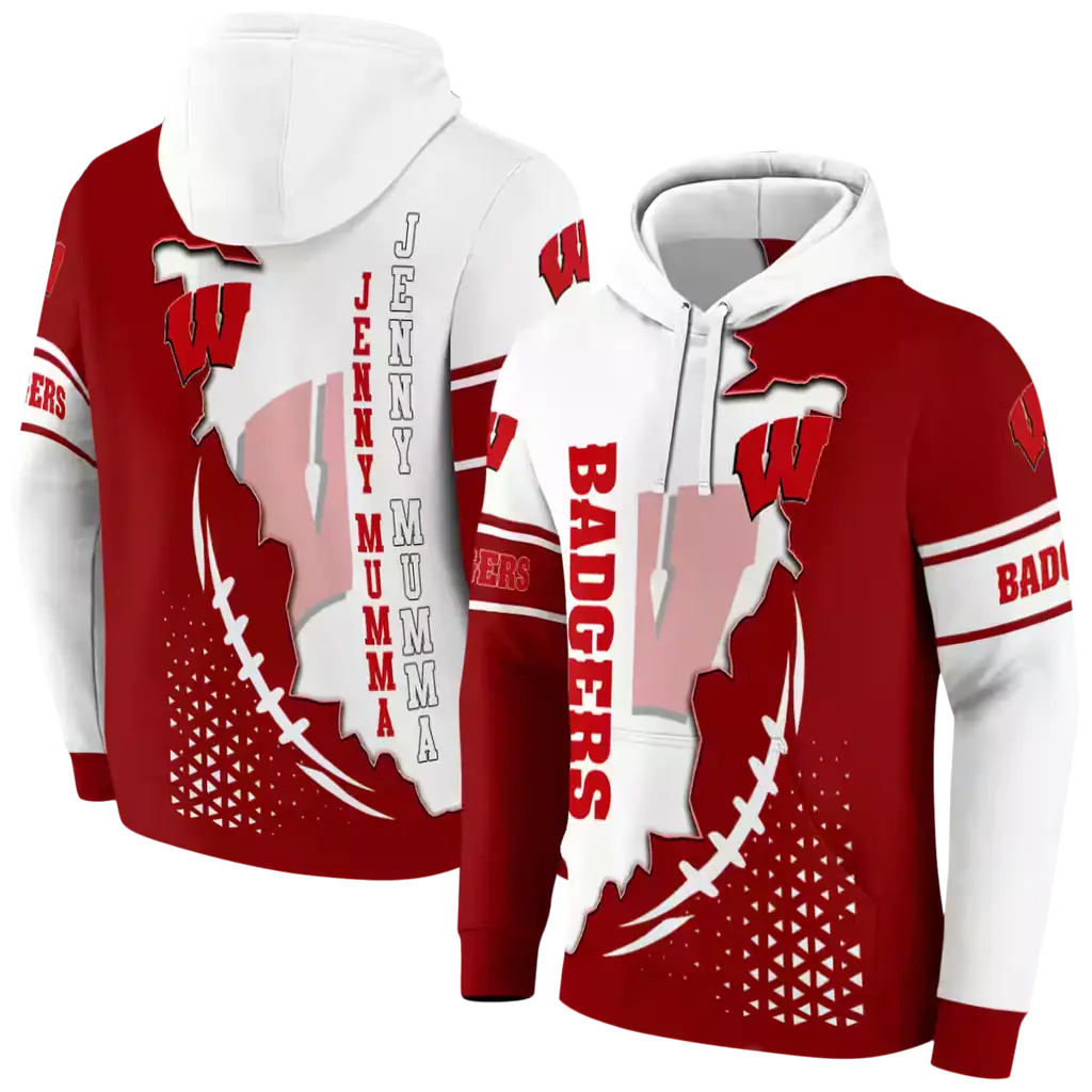 wisconsin badgers triangular pattern red white hoodie fashion forward wisconsin badgers triangular pattern red white hoodie fashion forward